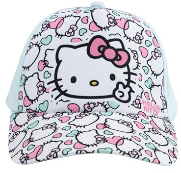 Hello Kitty Keps för flickor – Allover barnkeps basebollkeps justerbar turkos, Turkos, one size