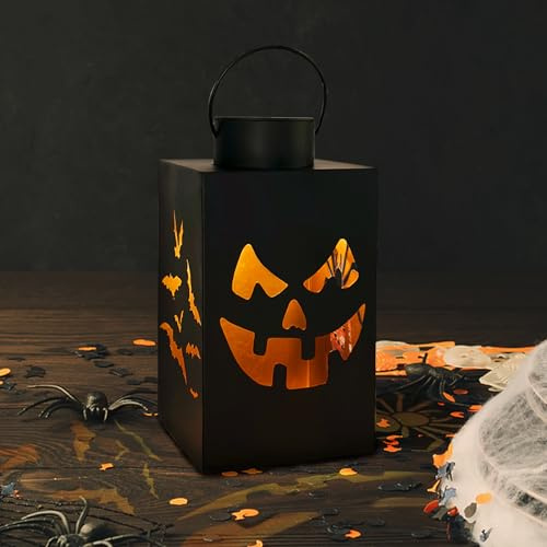 Farolillos Halloween, Linternas Halloween, Linterna de Halloween Led, para Fiestas Familiares, Bar, Interior o Exterior Halloween Decoracion Interior Exterior