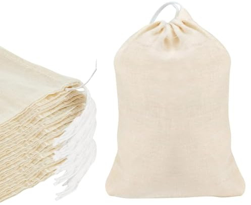 20 Pack Cotton Muslin Drawstring Bags Spice Bags 8x10cm Resuable Small Mesh Bag for Tea, Spices, Herbal Infusion, DIY Crafts, Party Favours and Cooking Filter Pouches