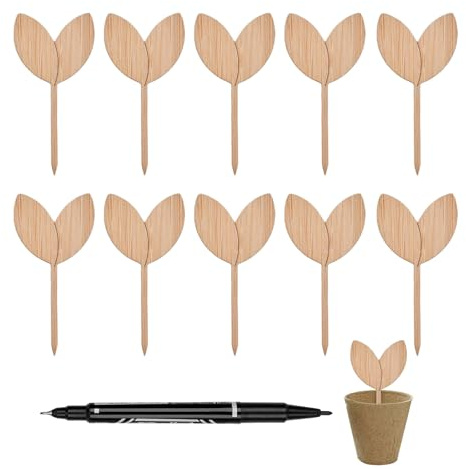 Etiquetas de plantas de jardín - Etiquetas de plantas de madera, marcadores de plantas de jardín con bolígrafo | Marcadores de plantas de madera con superficie lisa, estacas de plantas impermeables, e