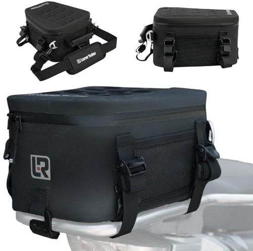 Lone Rider Borsa da Coda per Moto 8L - Borsa Impermeabile da Coda per Moto con Top MOLLE, Fibbia a Cricchetto e Fissaggi in Cinturino con Anello - Si Adatta alla Maggior Parte dei Sedili, Portapacchi