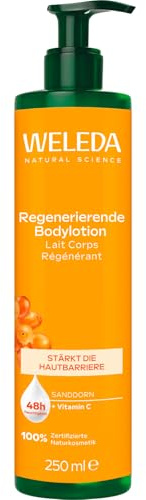 WELEDA Lotion corporelle bio régénérante - Cosmétique naturelle à l'argousier - Avec huile d'argan et huile de sésame - Renforce la barrière cutanée - Lotion naturelle pour le corps pour le soin des