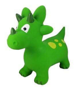 cavernedesjouets Dinosaure Vert Triceratops Sauteur Gonflable Enfant, Bebe 18 Mois - jusqu'a 50 kg - Ballon Animal a Sauter - Set Jouet Premier Age avec Une Carte Tigre