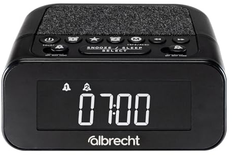 Albrecht DR451 DAB+/FM Radio Alarm Clock, Dimmable, Music Streaming, ASA Warning Function (Black)