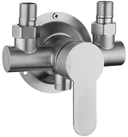 Auratrove Miscelatore per doccia in acciaio inox, rubinetto per acqua calda e fredda a parete con vitone in ceramica per bagno G1/2 pollici