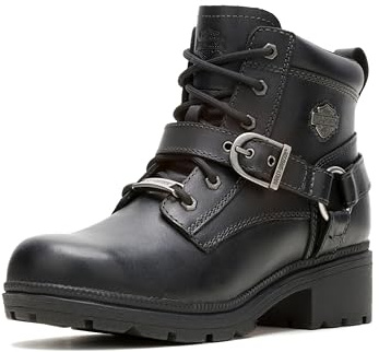 Harley-Davidson Women's Tegan Leather Motorcycle Casual Boot, Black, 7