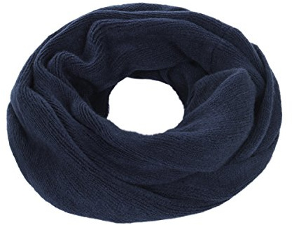 Premium Fine Knit Solid Color Winter Infinity Loop Circle Scarf, Navy