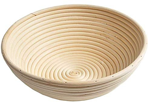 Cesta de fermentación redonda de 25 cm de diámetro, altura de 8 cm para 1000 g de pan y masa, ideal para la fermentación de caña de rota natural, para principiantes, profesionales y panaderos caseros.