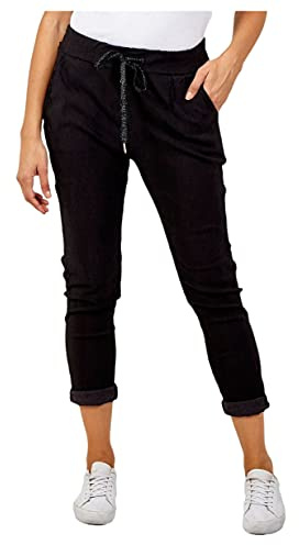 Candid Styles Ladies Stretch Magic Trousers Womens Crushed Casual Leggings#Black Plain Trouser#UK 16-22