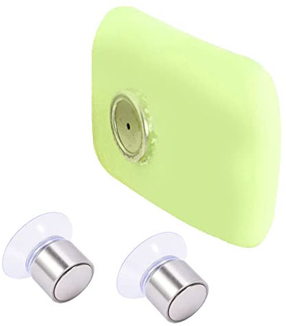 WANGCL Set of 2 Magnetic Soap Dish with Suction Cup Stainless Wall Mounted Magnetic Soap Dish Holder for Bathroom Kitchen（Cylindrical）