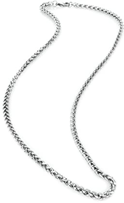 Epinki Collana Acciaio Inossidabile Uomo 90 CM, Grano Catena 4MM Argento Gioielli di Moda