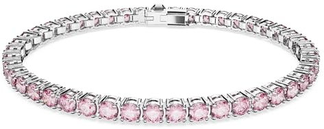 Swarovski Matrix Tennis, Rhodiniertes Damenarmband mit Strahlenden, Violett-Rosafarbenen Swarovski Kristallen