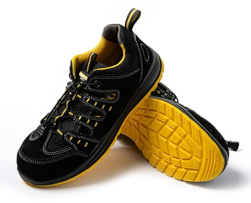 JOMIX Scarpe Antinfortunistiche Estive Uomo Donna S1 SRC Antiscivolo Lavoro Cantiere Magazzino GU8072 (Nero, 48)