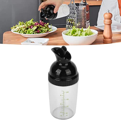 Salatdressing Shaker, Salatsoßen Shaker, Dressingshaker 200 ml, Gewürzflasche mit Deckel, Soßenspender mit Skala, BPA-frei, Auslaufsicher, für Gewürze wie Sojasauce, Essig und Öl