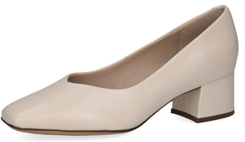 CAPRICE Damen Pumps aus Leder Kleiner Absatz, Cremefarben (Cream Perlato), 39 EU