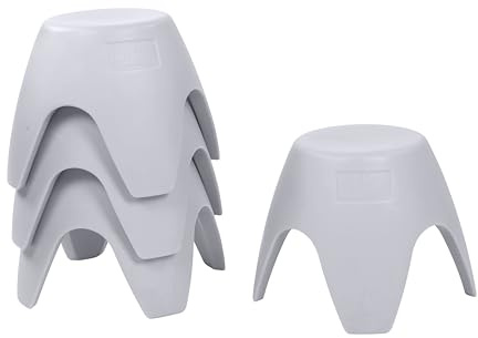 ECR4Kids Ayana Stackable Plastic Stool Seating Set, Childrens Furniture, Light Grey, 4-Pack