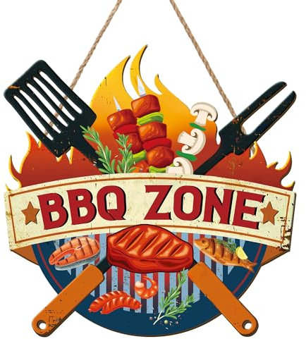 ANHUIB Panneaux ronds en bois pour zone de barbecue, plaque de jardin, plaque de barbecue, bar, maison, art mural de cuisine, panneaux et plaques de jardin pour l'extérieur, cadeau de fête de jardin,