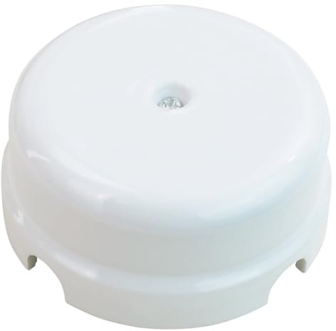 OASHISU Boîte de dérivation en porcelaine pour systèmes à 4 trous pour entrée/sortie de câble. Couvre-câbles et cache-fils en céramique couleur blanche, Ø 78 mm Prof. 35 mm