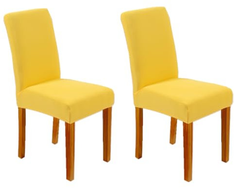 Aibyhauuz gelb Stuhlhussen 2er Set, Stretch Stuhlbezug Stretchhusse für Stühle, Waschbar, elastisch und vielseitig einsetzbar für Zuhause, Büro und Hochzeit Party