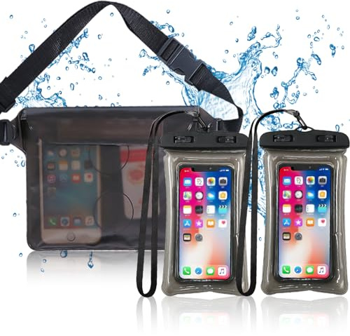 JSTHHTT 3 Pezzi Custodia Impermeabile Smartphone, Borsa Impermeabile, per Spiaggia Nuoto, Canottaggio, per Spiaggia Nuoto, Canottaggio, Pesca, Escursioni