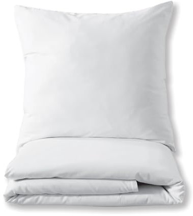 Mixibaby Luxuriöses Bettset aus Mako-Satin 100% Baumwolle 135x200 155x220 200x200 200x220, Größe:155 x 220 cm, Farbe :Weiß