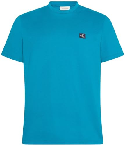 Calvin Klein Uomo T-Shirt Maniche Corte Badge Jersey Classic Tee in Cotone, Blu (Deep Tropical Teal), XL