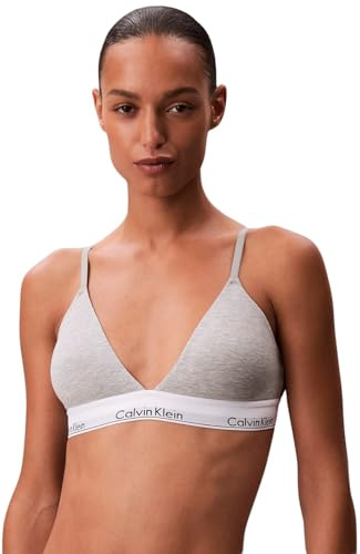 Calvin Klein Sujetador Triangular Mujer Lightly Lined con Logotipo en la Cintura, Gris (Grey Heather), M