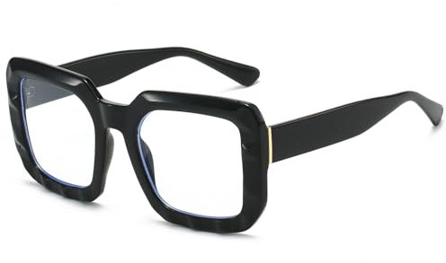 YAMEIZE Cuadrada Gafas de Bloqueo de Luz Azul Oversized Montura Retro Grande Gafas con Filtro de Luz Azul Bloqueo Anti Reflejantes para Ordenador