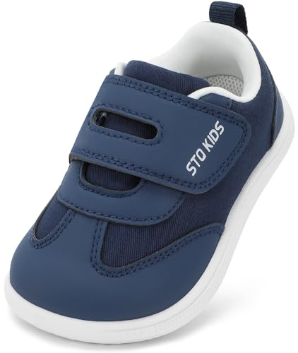 STQ KIDS Chaussures Pieds Nus Minimalistes Basket Enfants Garçons Filles Semelle Souple Boucle Magique Bout Large Respirantes Légères pour Marche Course