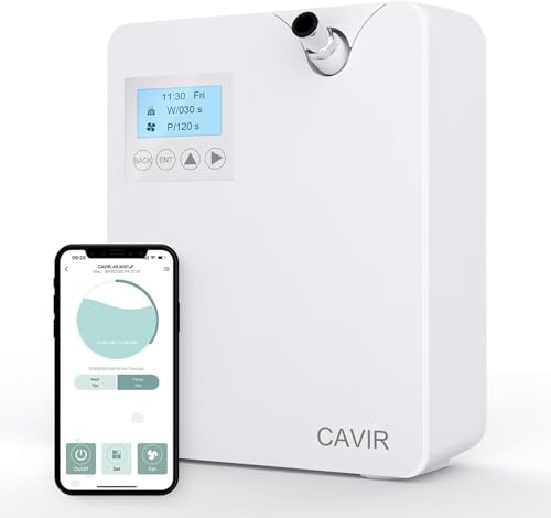 Cavir Diffusore di oli Essenziali, 300 mL Tecnologia di Nebulizzazione Senza Acqua, copertura di 2000 piedi quadrati, compatibile con sistemi HVAC