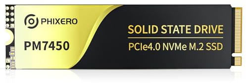 PHIXERO PM7450 SSD NVMe 2 To, PCIe Gen4x4, M.2 2280, SSD interne gaming avec vitesses de lecture jusqu’à 7450 Mo/s, QLC, dissipation thermique en graphène, pour professionnels IT, créateurs et gamers.