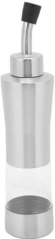 NUMNBE 304 – Bottiglia dispenser di olio in acciaio inox – design durevole non scivolante, beccuccio integrato per versare di precisione, finestra trasparente per misurazioni accurate, uso in cucina