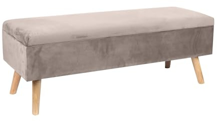 Relaxdays Sitzbank Samt, Stauraum, HxBxT: 40 x 110 x 40cm, Holzfüße, gepolsterte Truhenbank Schlafzimmer, Flur, Creme