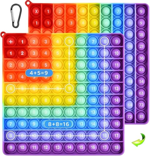 GIUSOBG Push Bubbles Leksak 2 i 1 Fidget Leksaker Multiplikationsbord Silikon Anti Stress Barnleksaker, Lärande Matematik Leksaker Lärande Multiplikation Addition Barn