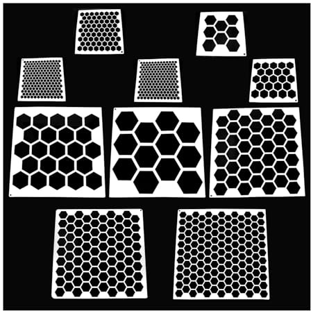 Xhziy 10pcs Honeycomb Painting templates Hexagonal templates Suitable for Wood Products Cookies Wall canvases Reusable DIY Craft Home Decoration Baking Art