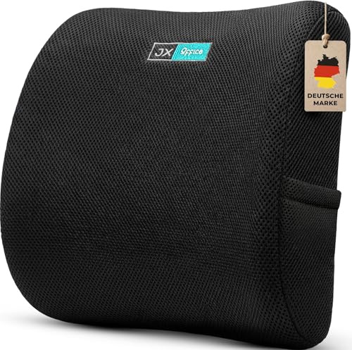 JX OFFICE Rückenkissen – Ergonomische Lordosenstütze aus Memory Foam – Für mehr Sitzkomfort zuhause, im Büro & unterwegs –Schwarz- Auto Version