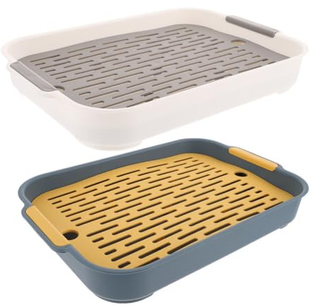 HOMOCONO 2pcs Small Pet Litter Box with Mesh Base for Bunny Guinea Pig Hamster Toilet Training Washable Anti-spill Cage Toilet Easy Clean Pet Potty for Rabbits and Rodents