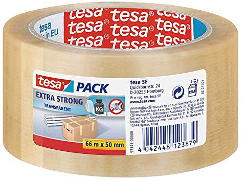 tesa Klebeband, PVC, hohe Haftkraft, 50 mm x 66 m, Transparent, 6 Rollen