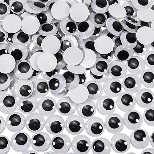 TOAOB 100 Stück Selbstklebend Wackelaugen Runde Schwarz Weiß 20mm Kunststoff Augen für Scrapbooking Kunsthandwerk Puppe Zubehör