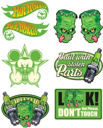 cut-it folientechnik & design MG634 / 8X Aufkleber - Breite je Sticker ca. 6cm + 3cm Vintage Monster Racing V8 Oldtimer Old School Retro Rat Rod Hot Rod Kult Auto Tuning