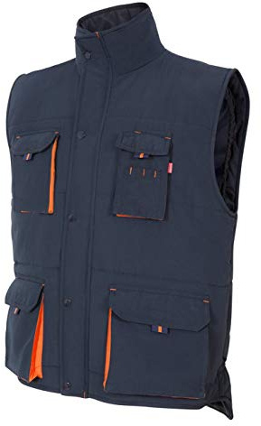 VELILLA 205902 Gilet imbottito bicolore multitasche blu navy e arancione, taglia L