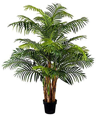 Phönix Kunstpalme 160cm - 7 Stämme mit echtem Palmblattmaterial umwickelt und & naturgetreuen Palmwedeln im Topf