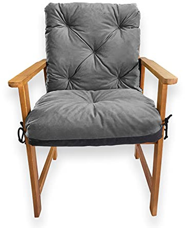 4L Textil Gartenstuhlauflagen Niedriglehner Auflage Gartenstühle Sitzauflagen Sitzkissen Niederlehner Sitzkissen Hochlehner Auflagen (50x50x50 cm, Grau)