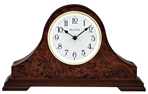 Bulova Chandler Lighted Mantel Clock, Model B1853 | Elegant Design | Illuminated Dial | Quartz Movement | Cherry Wood Finish | Battery Operated