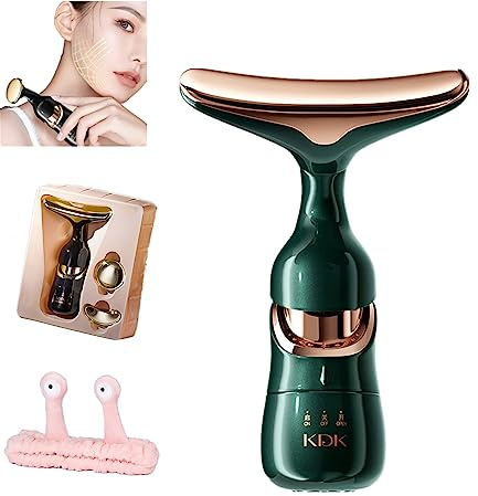 Donubiiu Three-Purpose Lifting And Firming Facial Massage Device, Firming Wrinkle Removal Device for Neck Face, Three-Purpose Household Beauty Instrument for Face Neck and Eye (Green)