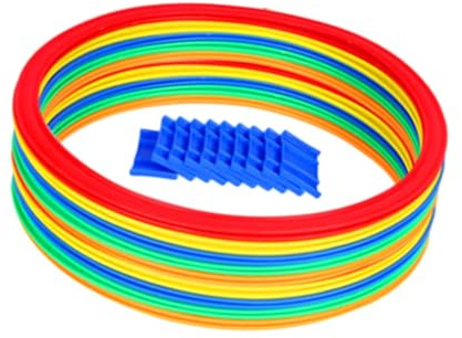 Fonowx Marelle Anneaux Jeu Marelle Jeu avec Connecteurs Jouets de Sport Sport âges 3 + Anneaux de Saut Jeu Enfants Jardin Saut Jeu Anneaux, 42cm 10 anneaux