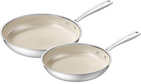 Redchef Bratpfanne Wabenpfanne Pfannenset 2-teilig, Bratpfanne Induktion 24, 28 cm, Edelstahl beschichtet, Keramikbeschichtung, backofenfest, PTFE Frei PFAS Frei PFOA Frei, Für Alle Herdarten