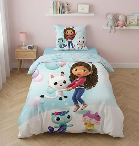 Gabby Casa Muñecas Pandy DJ Catnip Kitty Hada Funda Nórdica Cama 90 140x200