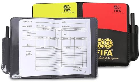 FENQURO 2 Pcs Kit de Tarjetas de árbitro Tarjeta de árbitro Roja Amarilla Kit de árbitro Tarjetas de árbitro para Fútbol Kit de árbitro Deportivo con Lápiz para Juego de Fútbol Deporte Escolar