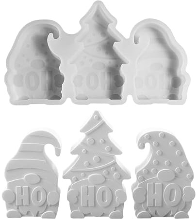 Moule en Silicone Lutin de NoëL,DIY Moule en PlâTre de Ciment de NoëLs,Moules en Silicone Nain de NoëL pour CouléE,Moules à Bougies de NoëL pour Moulage de RéSine, PlâTre, DéCoration de la Maison